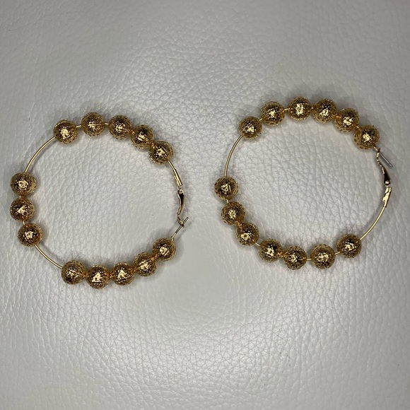 HOLLOW GOLD HOOPS - Picture 2 of 2
